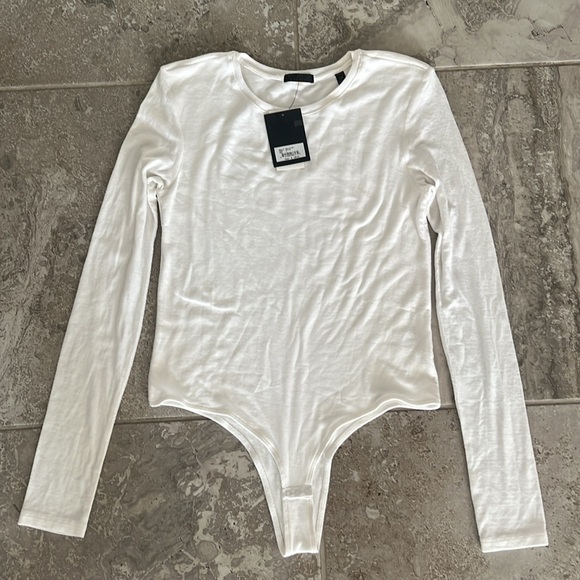 ATM Anthony Thomas Melillo Long-Sleeve Bodysuit in White, Size L New w/Tag $195 - Picture 2 of 6
